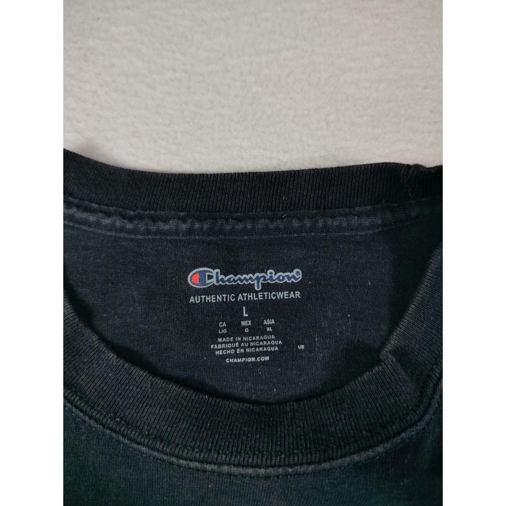 Champion Shirt Mens Large Black REAL SLAIN Religious Graphic Christian Tee - Picture 3 of 10